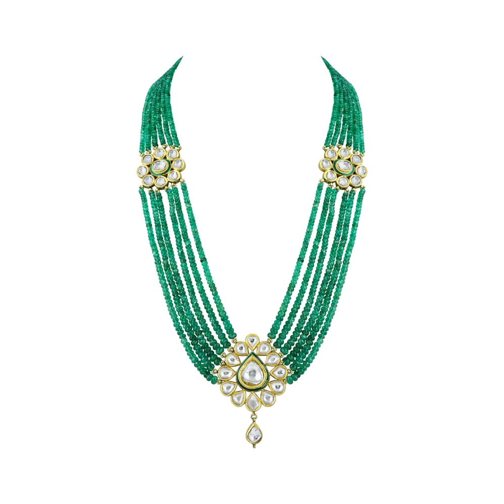 Multi-Strand Emerald Necklace with Polkis